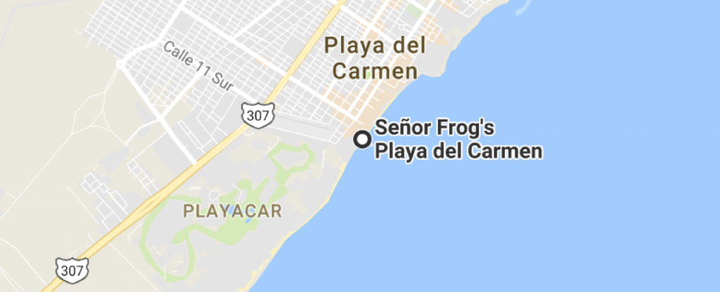 Plage de Playacar et accès vers cette dernière © Google Maps